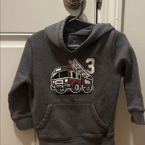 Jumping Beans Charcoal Hoodie with Fire Truck Design Size 2T